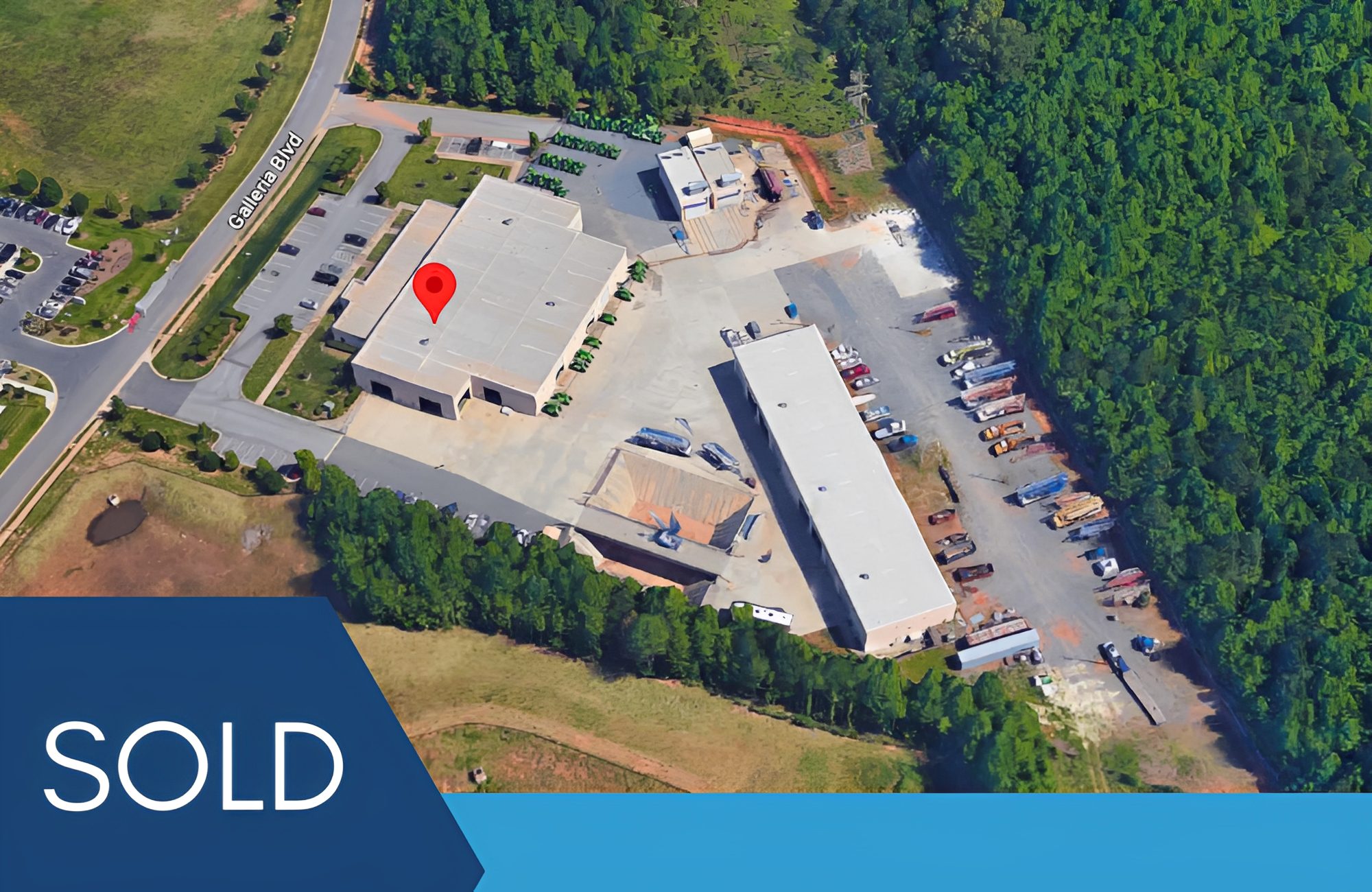 Aerial view of sold industrial property.